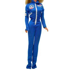 Vintage Barbie NASA Space Camp Blue Outfit With Patches & Silver Zipper